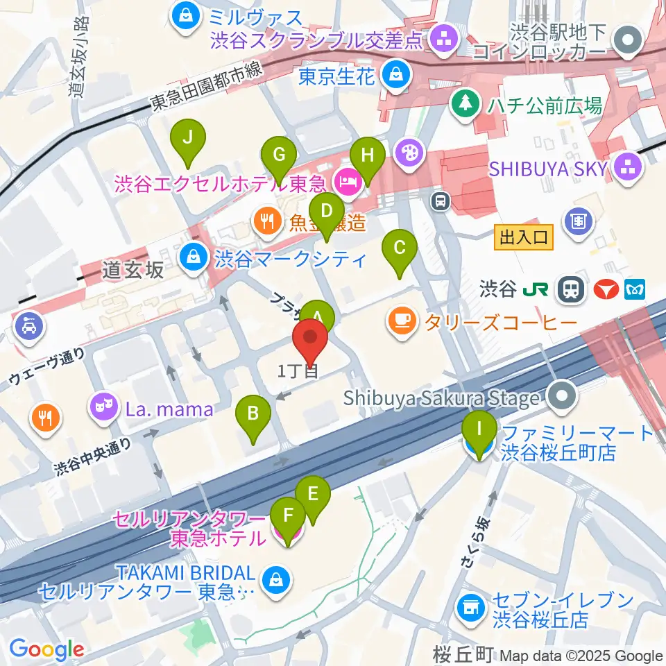 イケシブ 池部楽器渋谷店周辺のコンビニエンスストア一覧地図