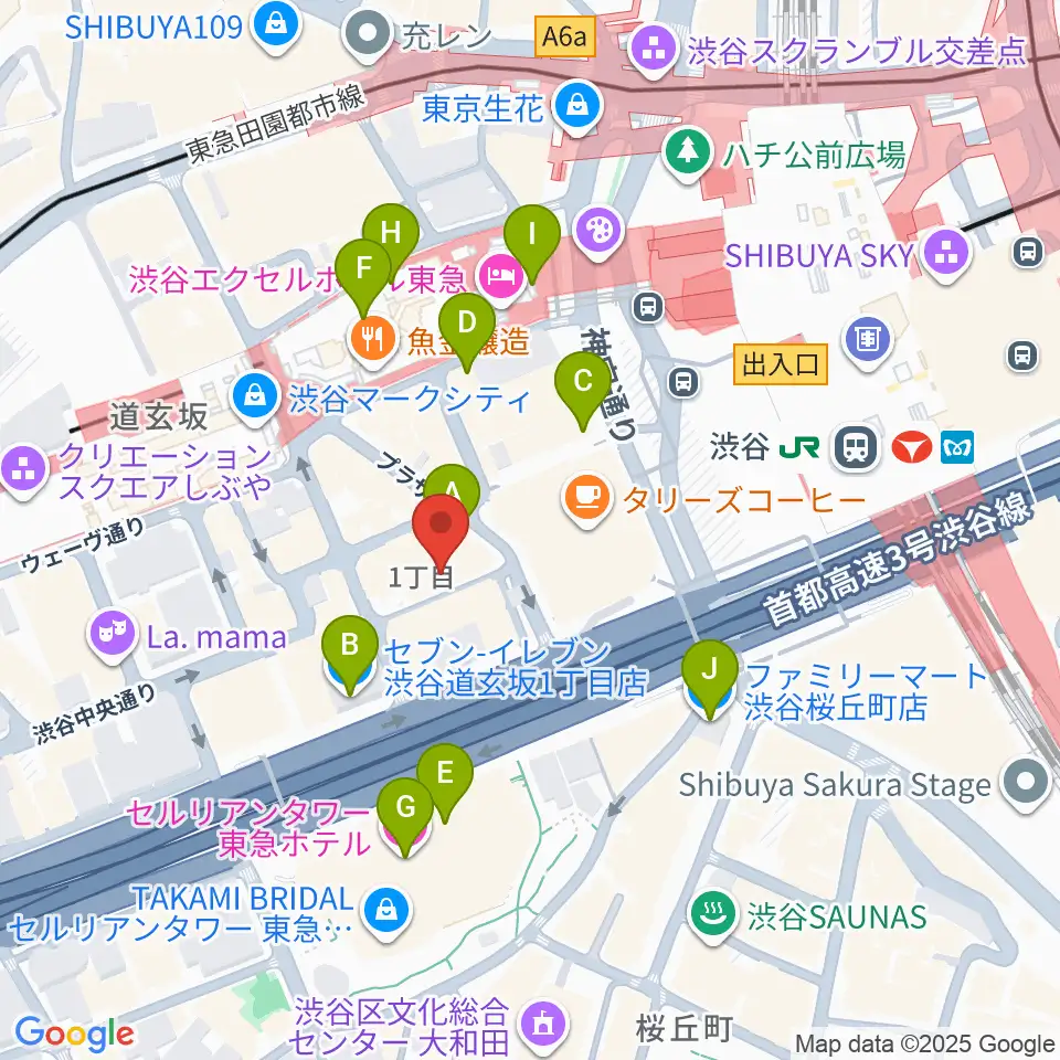 イケシブ 池部楽器渋谷店周辺のコンビニエンスストア一覧地図