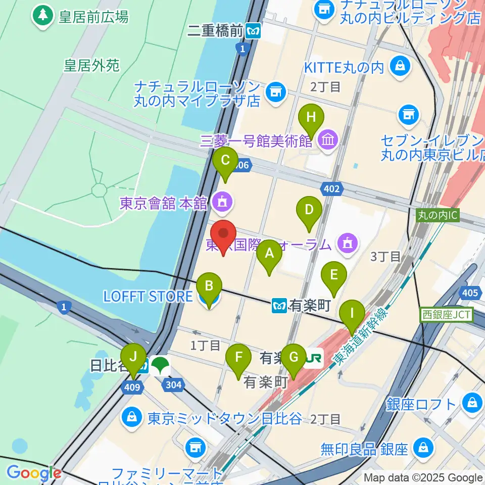 出光美術館周辺のコンビニエンスストア一覧地図