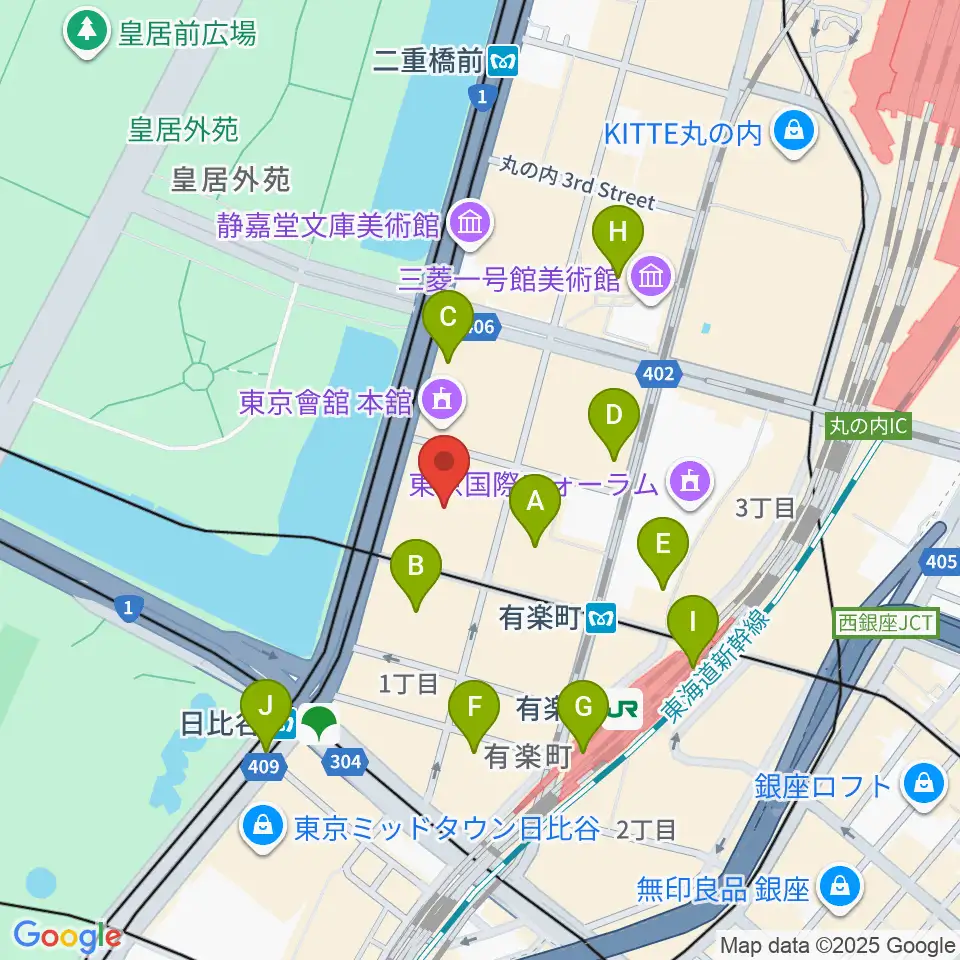 出光美術館周辺のコンビニエンスストア一覧地図