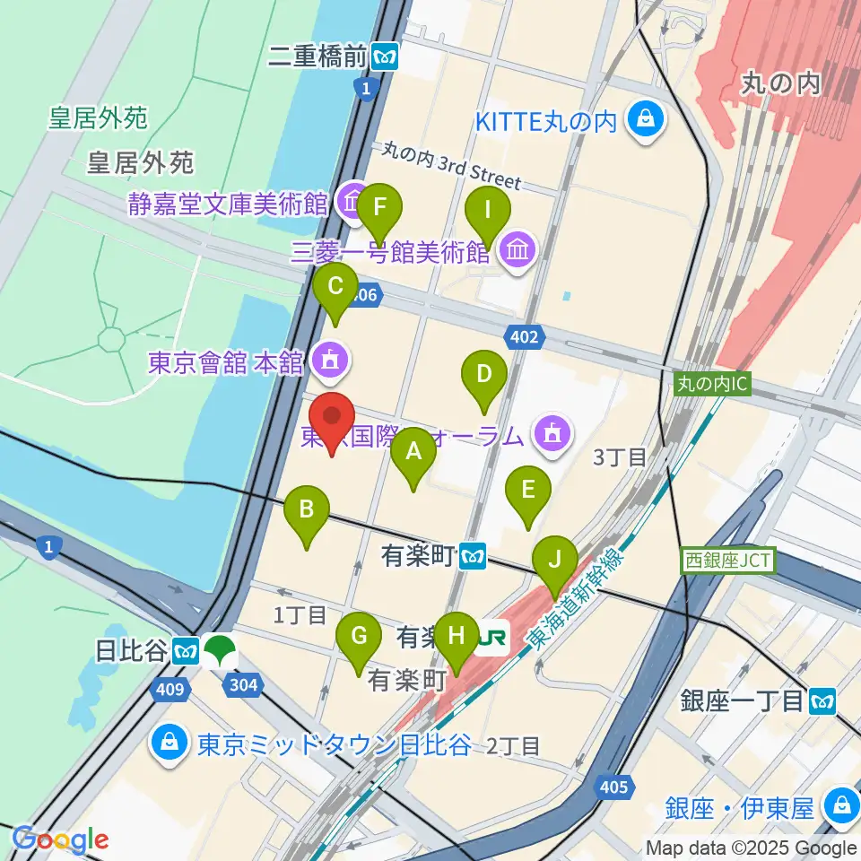 出光美術館周辺のコンビニエンスストア一覧地図