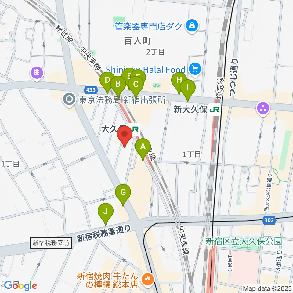 ON AIR 大久保スタジオ周辺のコンビニエンスストア一覧地図