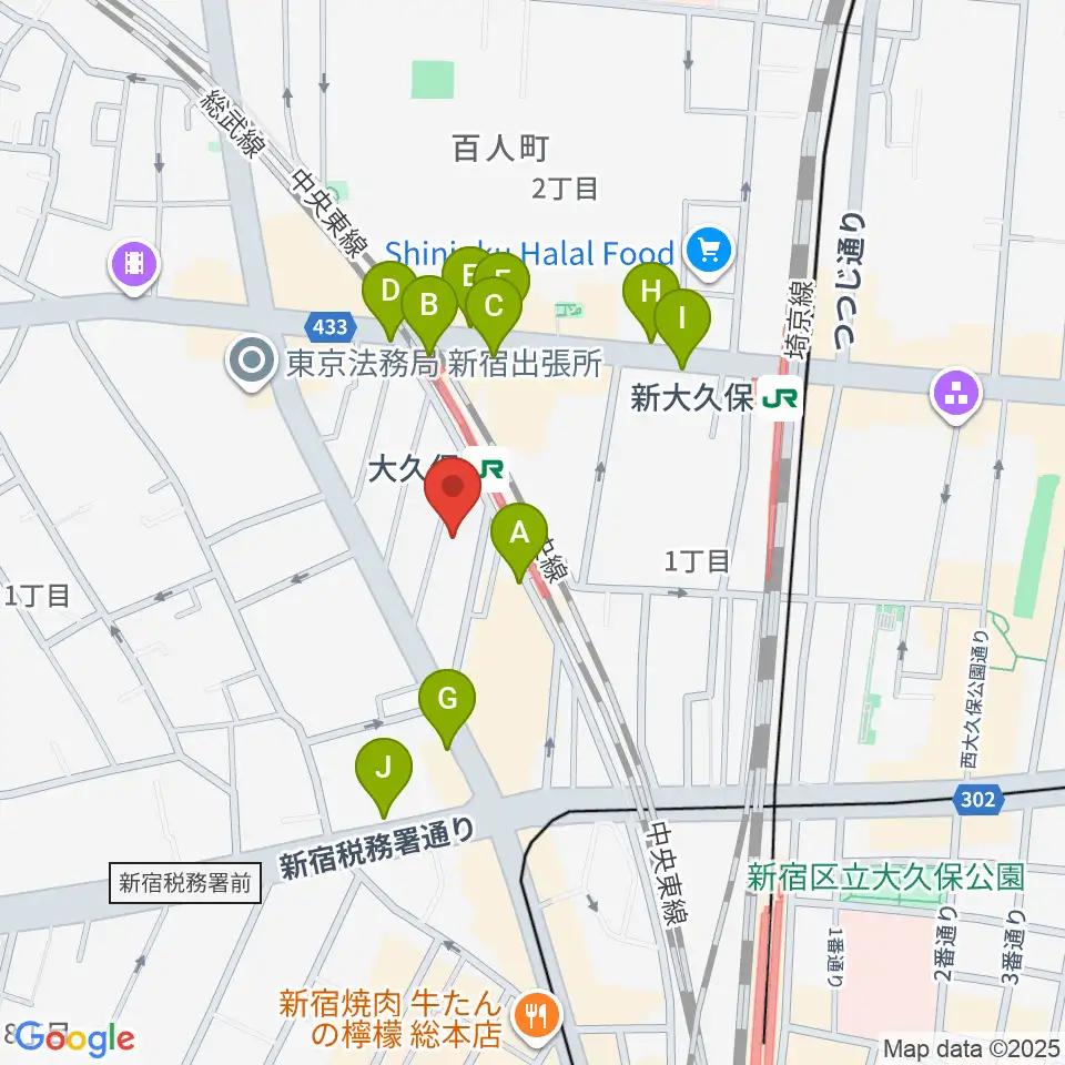 ON AIR 大久保スタジオ周辺のコンビニエンスストア一覧地図
