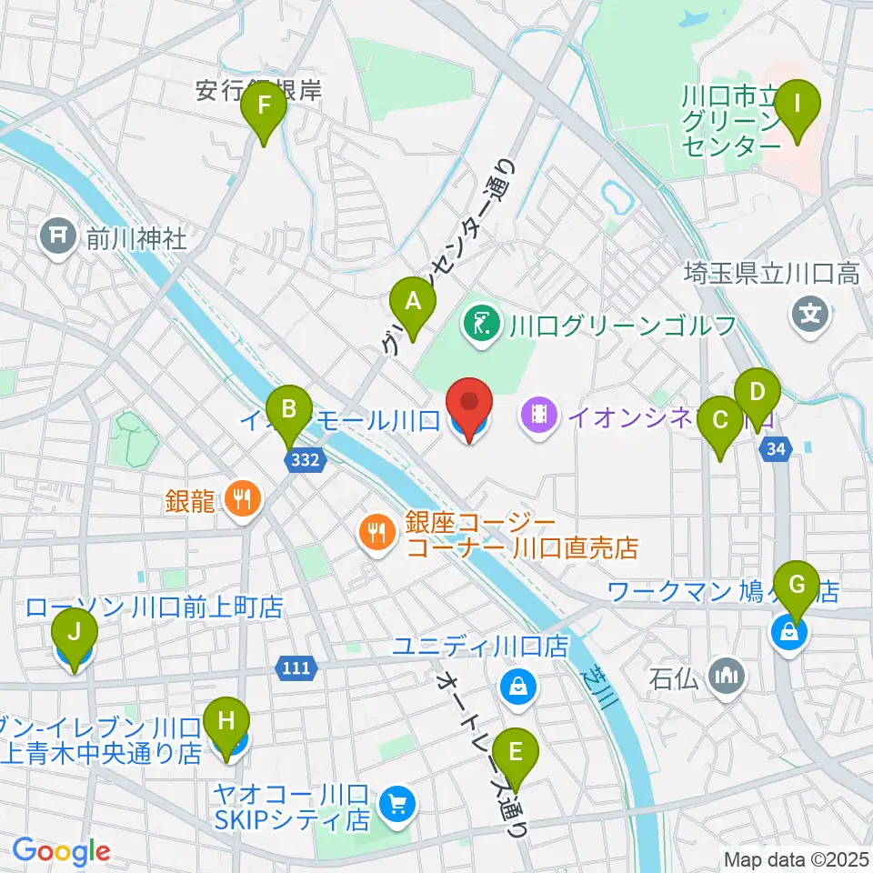 イオンシネマ川口周辺のコンビニエンスストア一覧地図