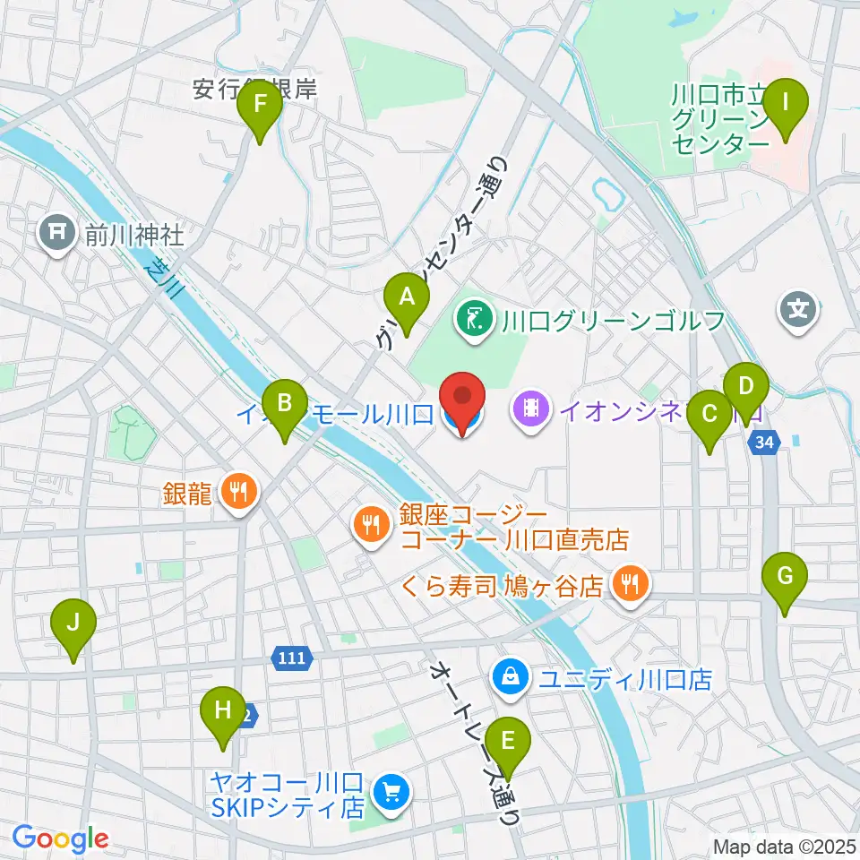 イオンシネマ川口周辺のコンビニエンスストア一覧地図