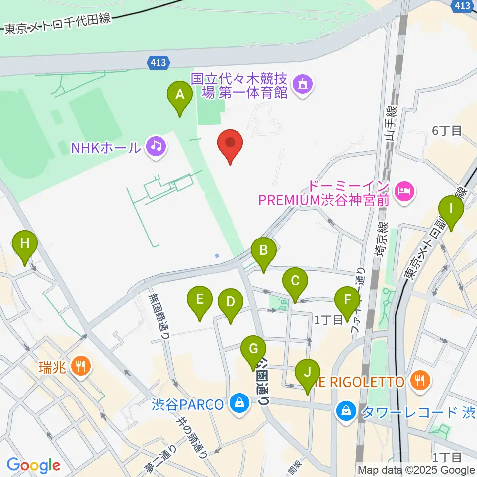 代々木第二体育館周辺のコンビニエンスストア一覧地図