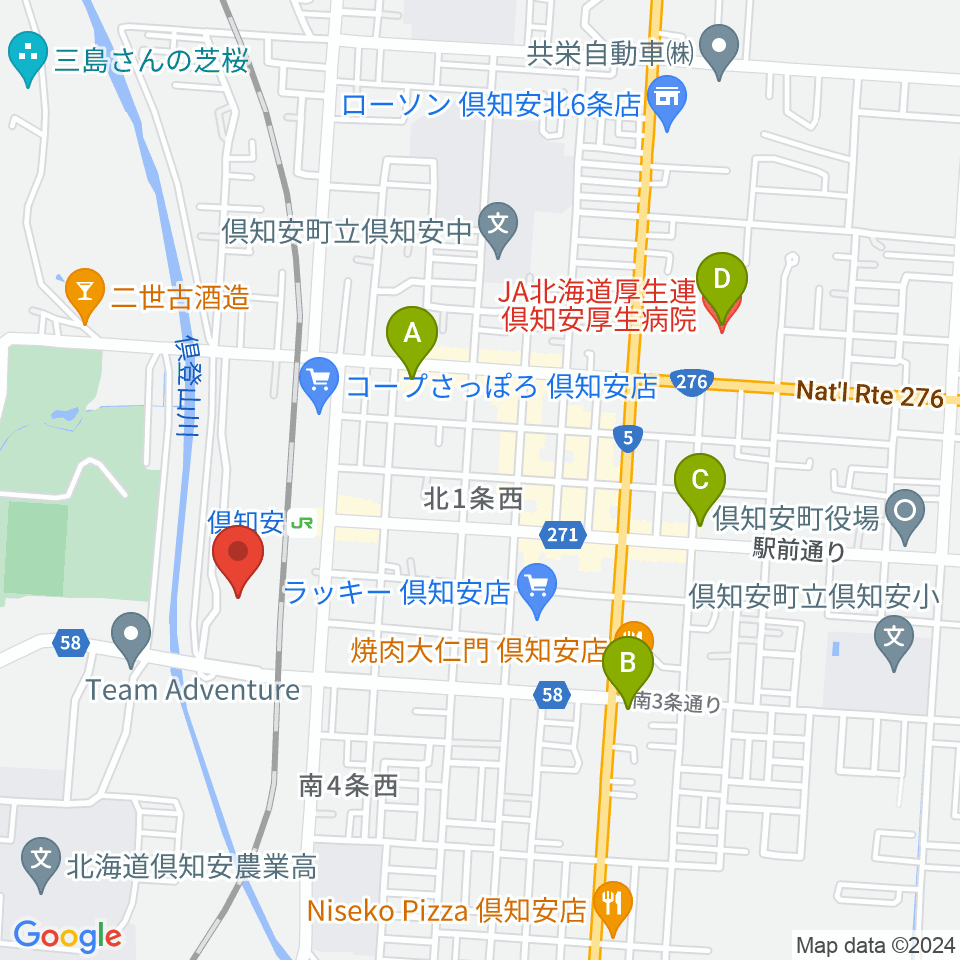 倶知安総合体育館周辺のコンビニエンスストア一覧地図