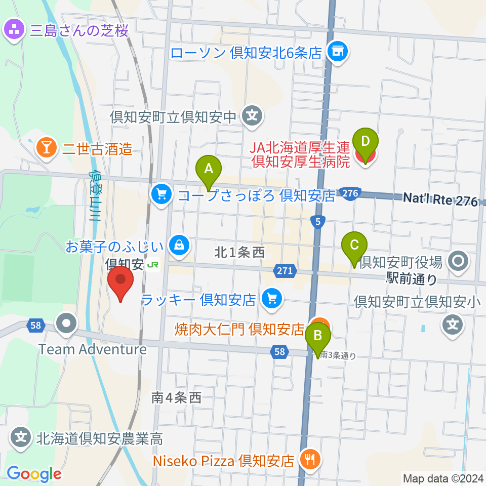 倶知安総合体育館周辺のコンビニエンスストア一覧地図