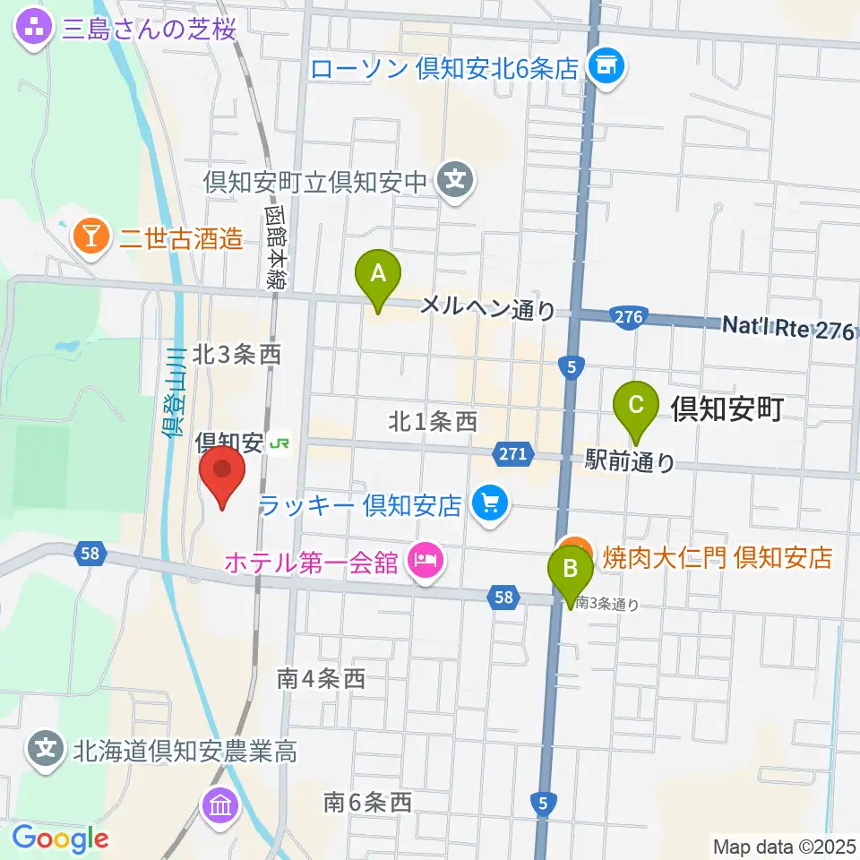 倶知安総合体育館周辺のコンビニエンスストア一覧地図