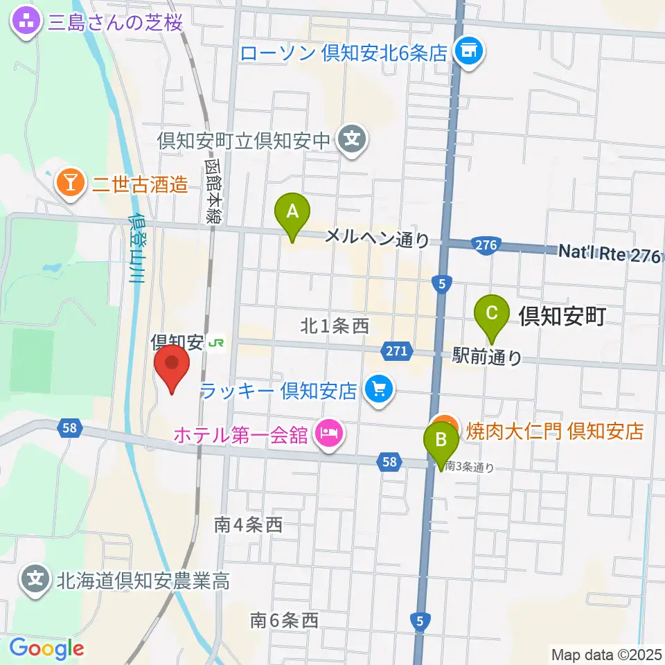 倶知安総合体育館周辺のコンビニエンスストア一覧地図
