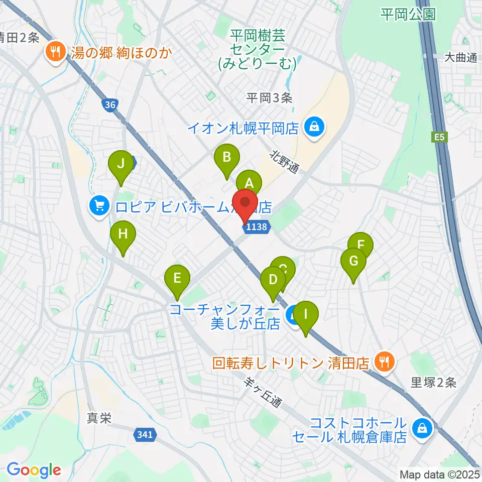 清田区体育館・温水プール周辺のコンビニエンスストア一覧地図
