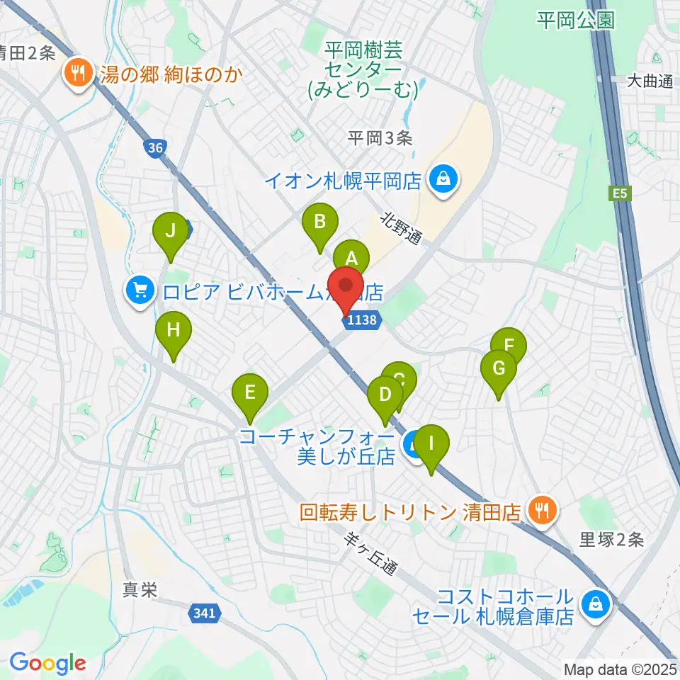 清田区体育館・温水プール周辺のコンビニエンスストア一覧地図