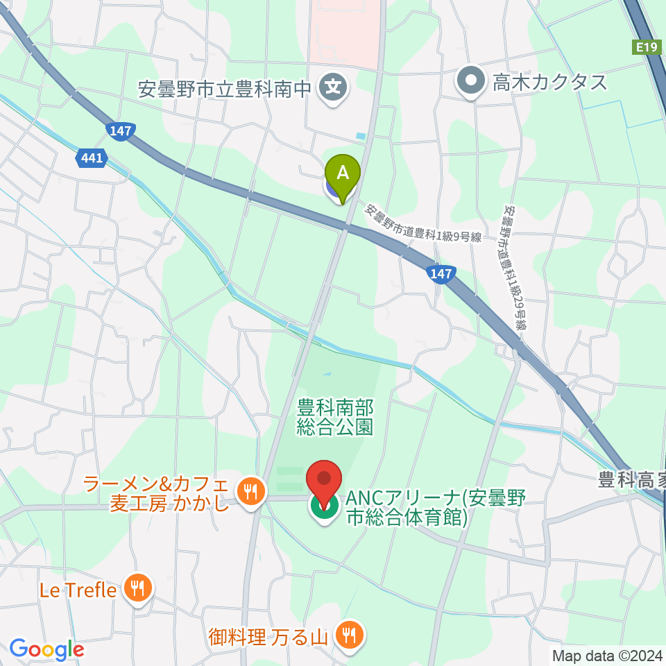 ANCアリーナ周辺のコンビニエンスストア一覧地図