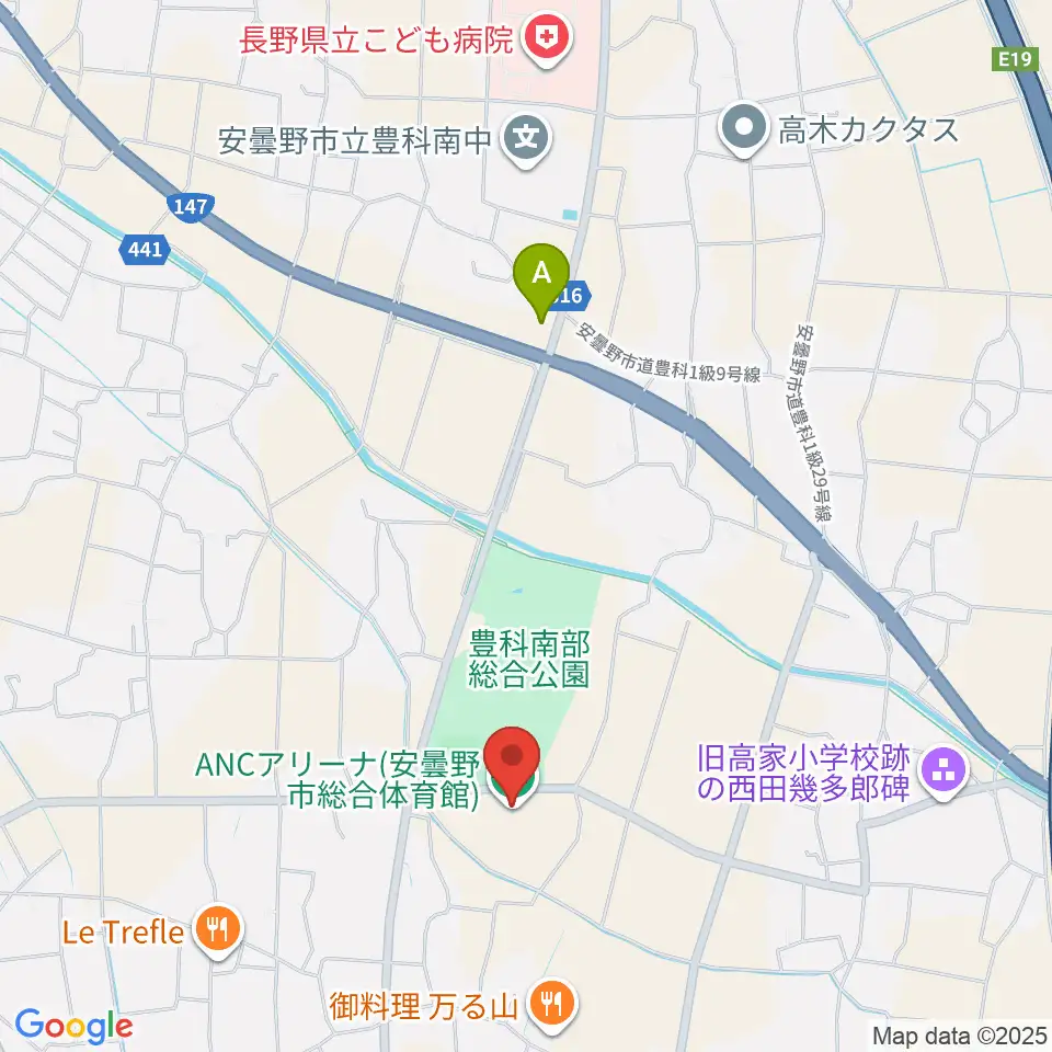 ANCアリーナ周辺のコンビニエンスストア一覧地図