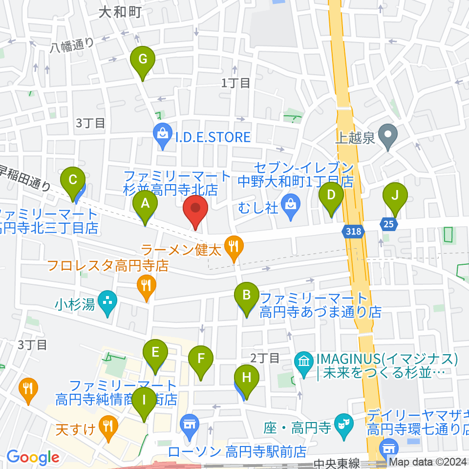 ソニックバンドスタジオ周辺のコンビニエンスストア一覧地図