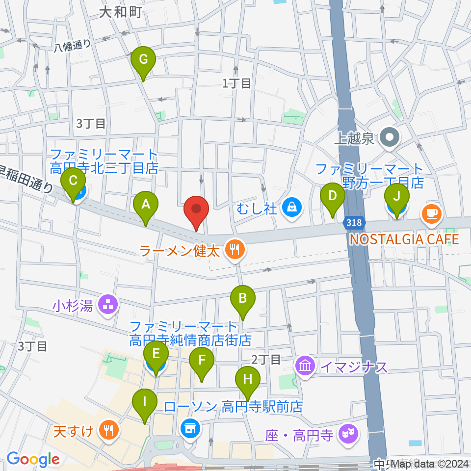 ソニックバンドスタジオ周辺のコンビニエンスストア一覧地図