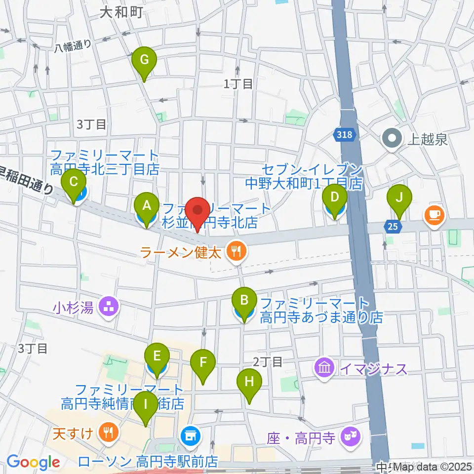 ソニックバンドスタジオ周辺のコンビニエンスストア一覧地図