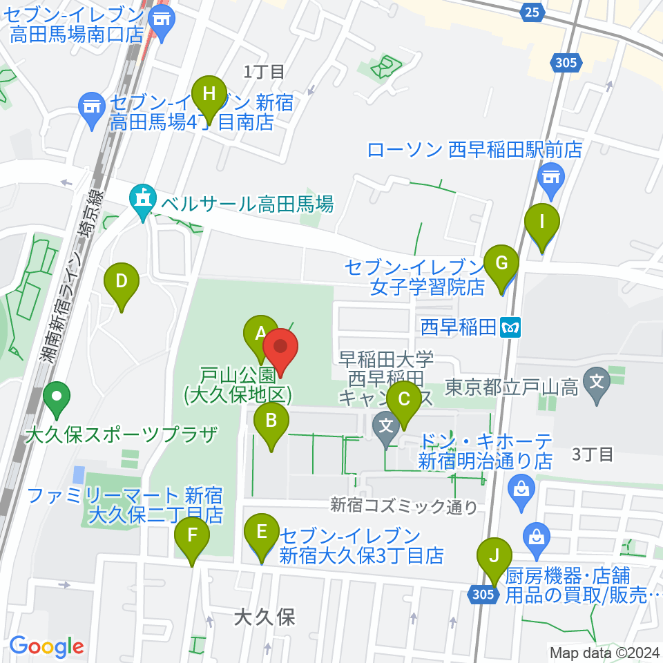 新宿スポーツセンター周辺のコンビニエンスストア一覧地図