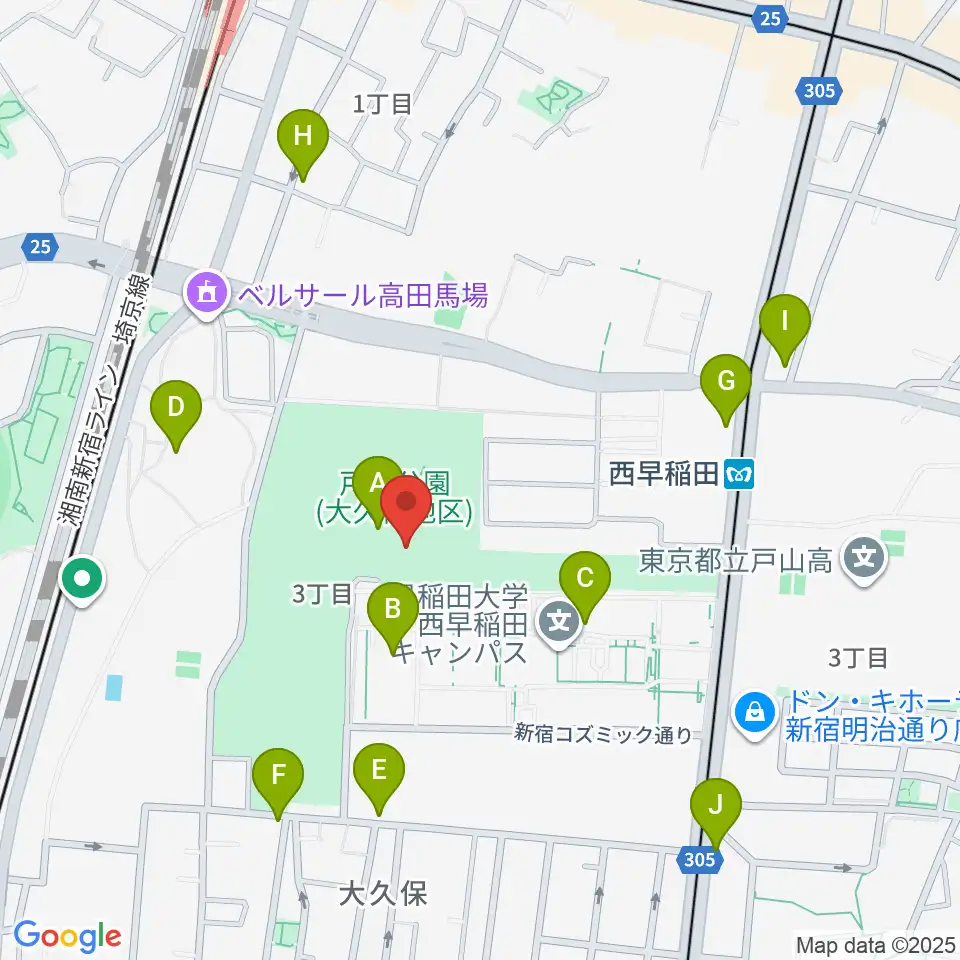 新宿スポーツセンター周辺のコンビニエンスストア一覧地図