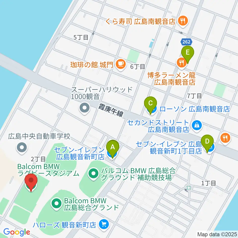 バルコムBMWスタジアム周辺のコンビニエンスストア一覧地図