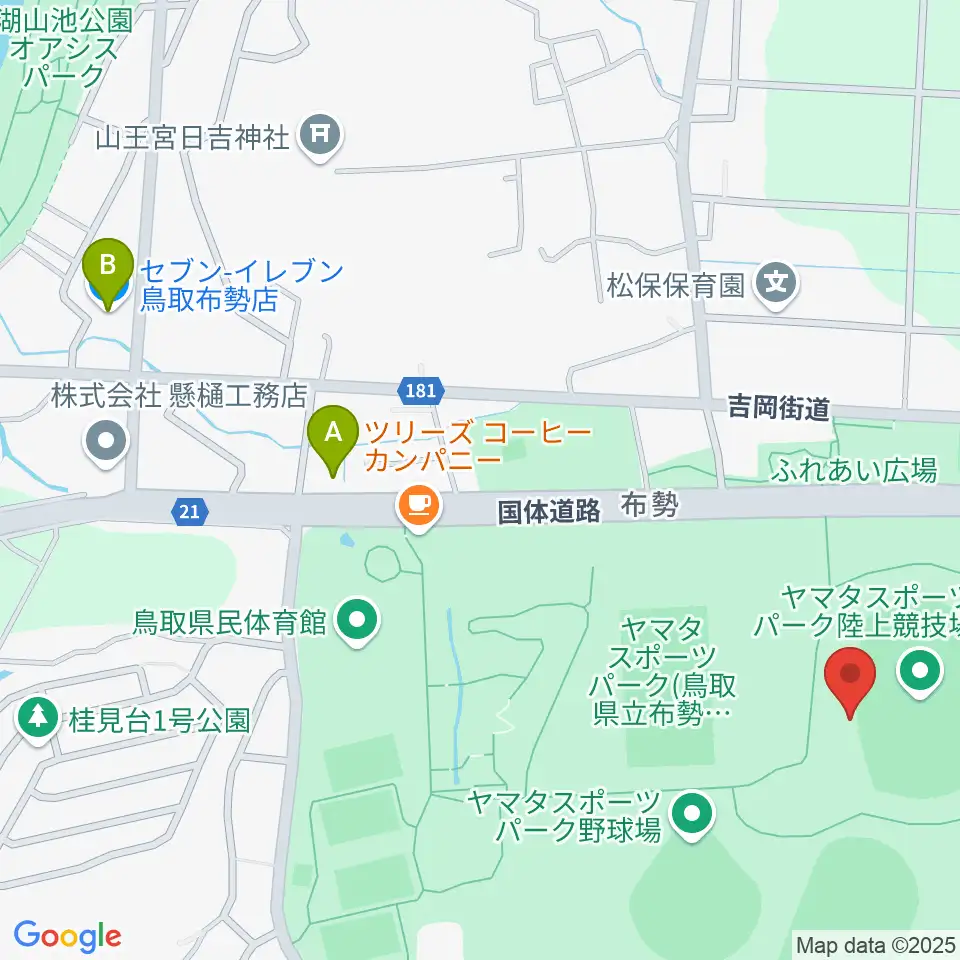 ヤマタスポーツパーク陸上競技場周辺のコンビニエンスストア一覧地図