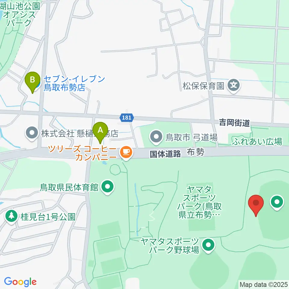 ヤマタスポーツパーク陸上競技場周辺のコンビニエンスストア一覧地図