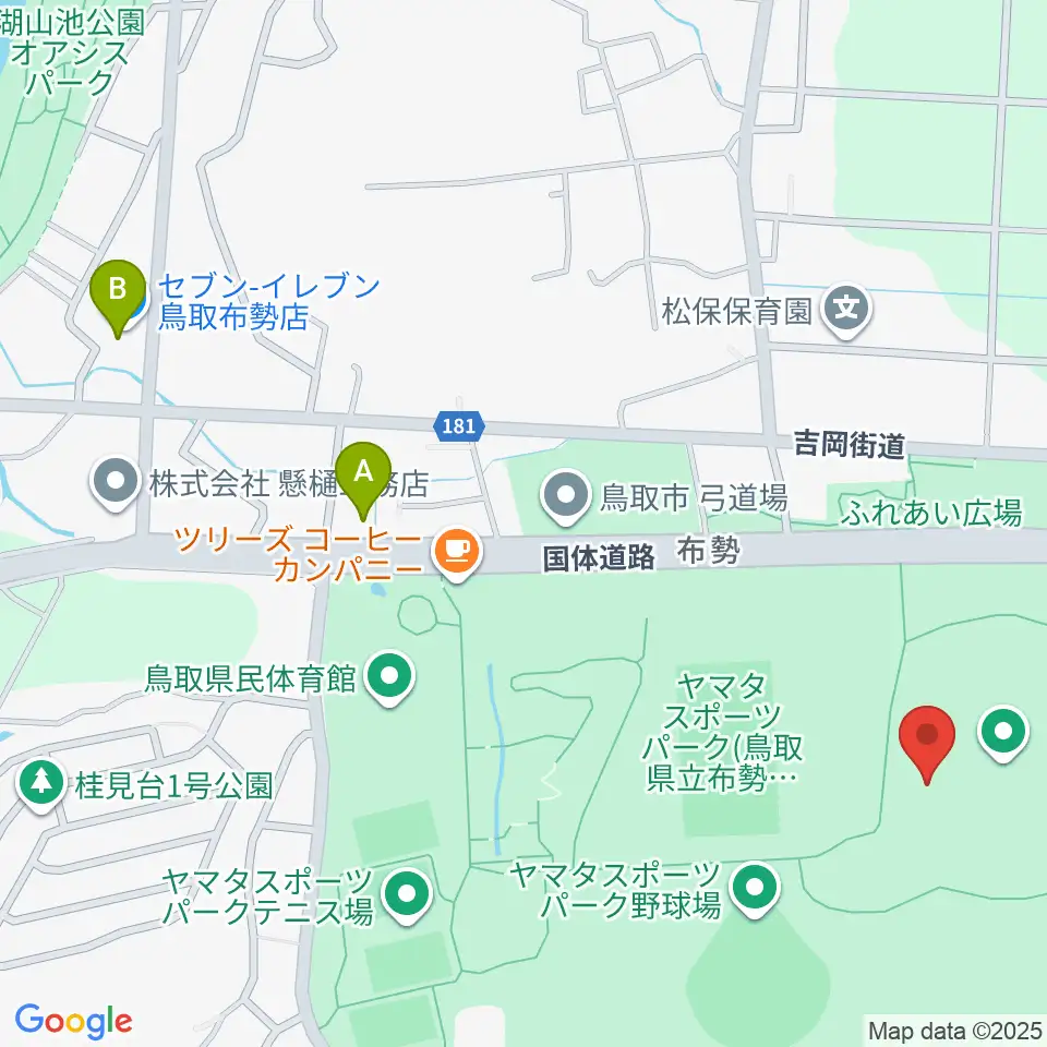 ヤマタスポーツパーク陸上競技場周辺のコンビニエンスストア一覧地図