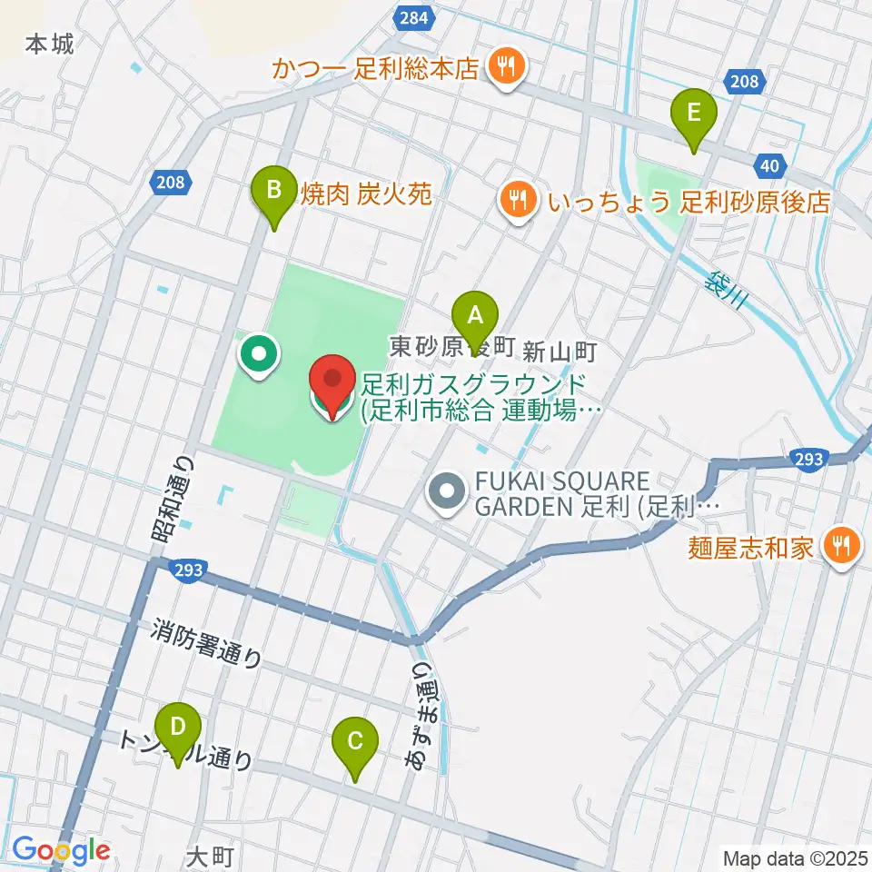 足利ガスグラウンド周辺のコンビニエンスストア一覧地図