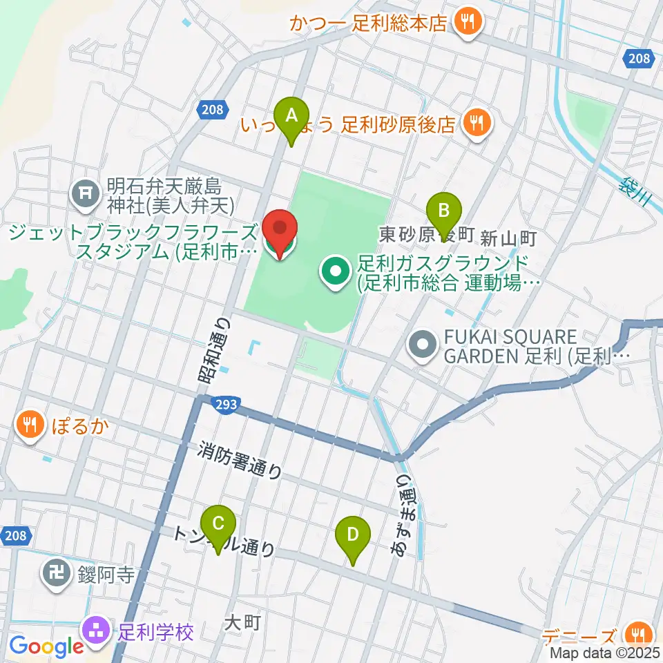 ジェットブラックフラワーズスタジアム周辺のコンビニエンスストア一覧地図