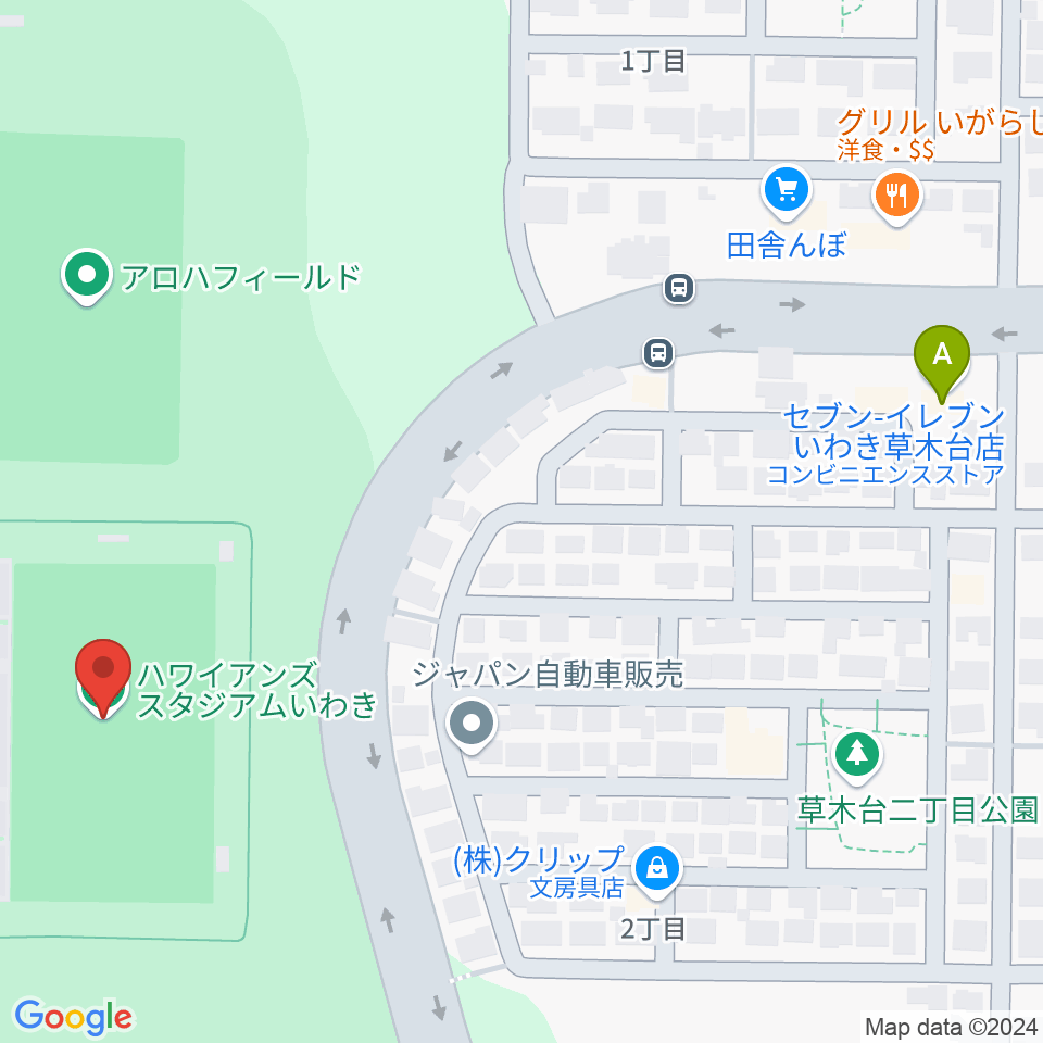 ハワイアンズスタジアムいわき周辺のコンビニエンスストア一覧地図