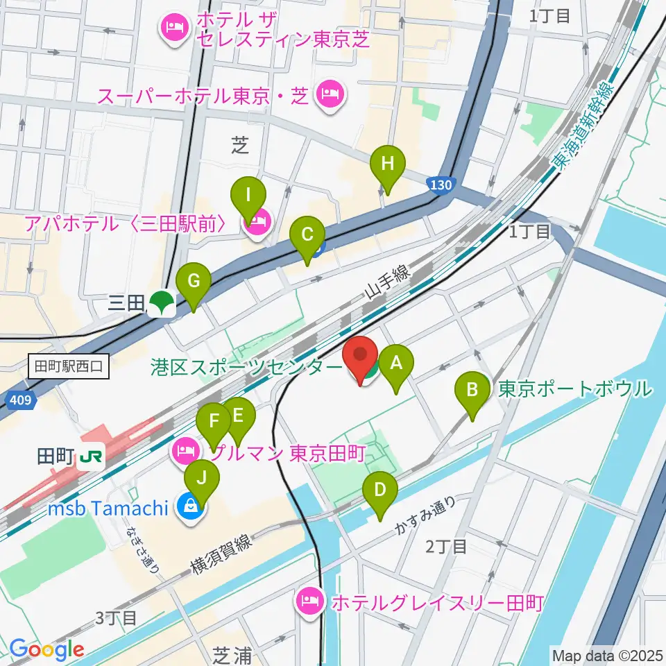 港区スポーツセンター周辺のコンビニエンスストア一覧地図