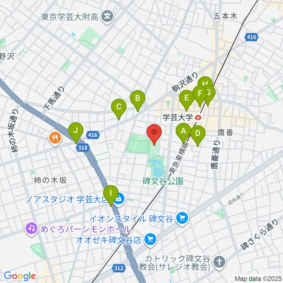 碑文谷体育館周辺のコンビニエンスストア一覧地図