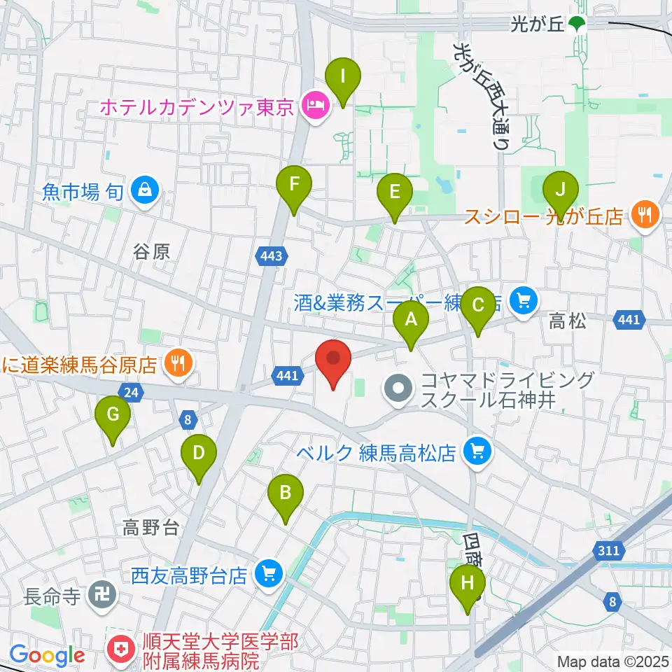 練馬区立総合体育館周辺のコンビニエンスストア一覧地図