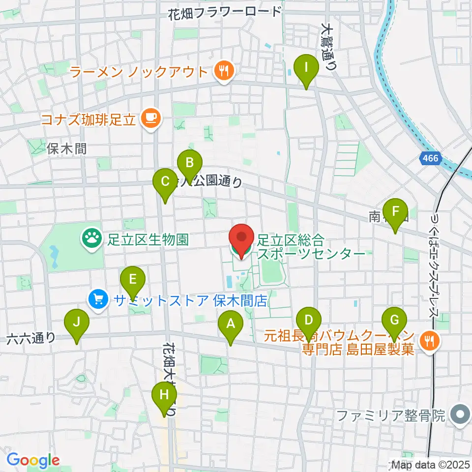 足立区総合スポーツセンター周辺のコンビニエンスストア一覧地図