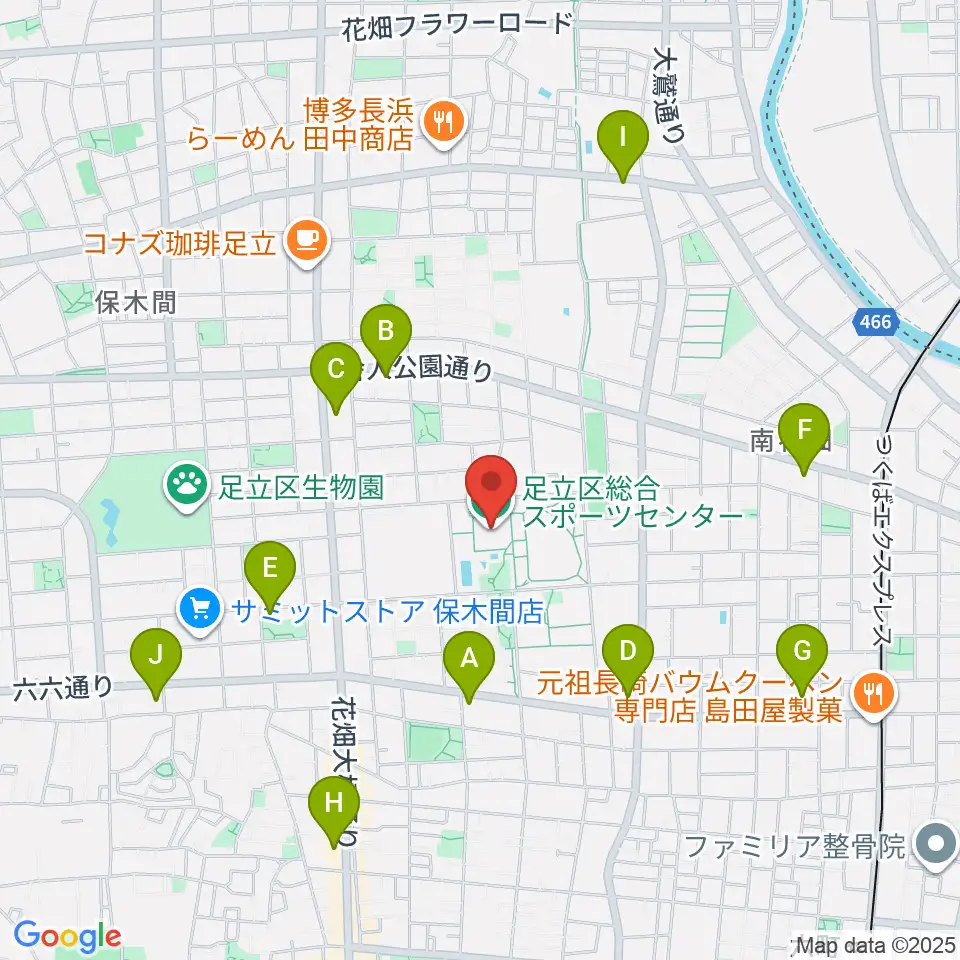 足立区総合スポーツセンター周辺のコンビニエンスストア一覧地図