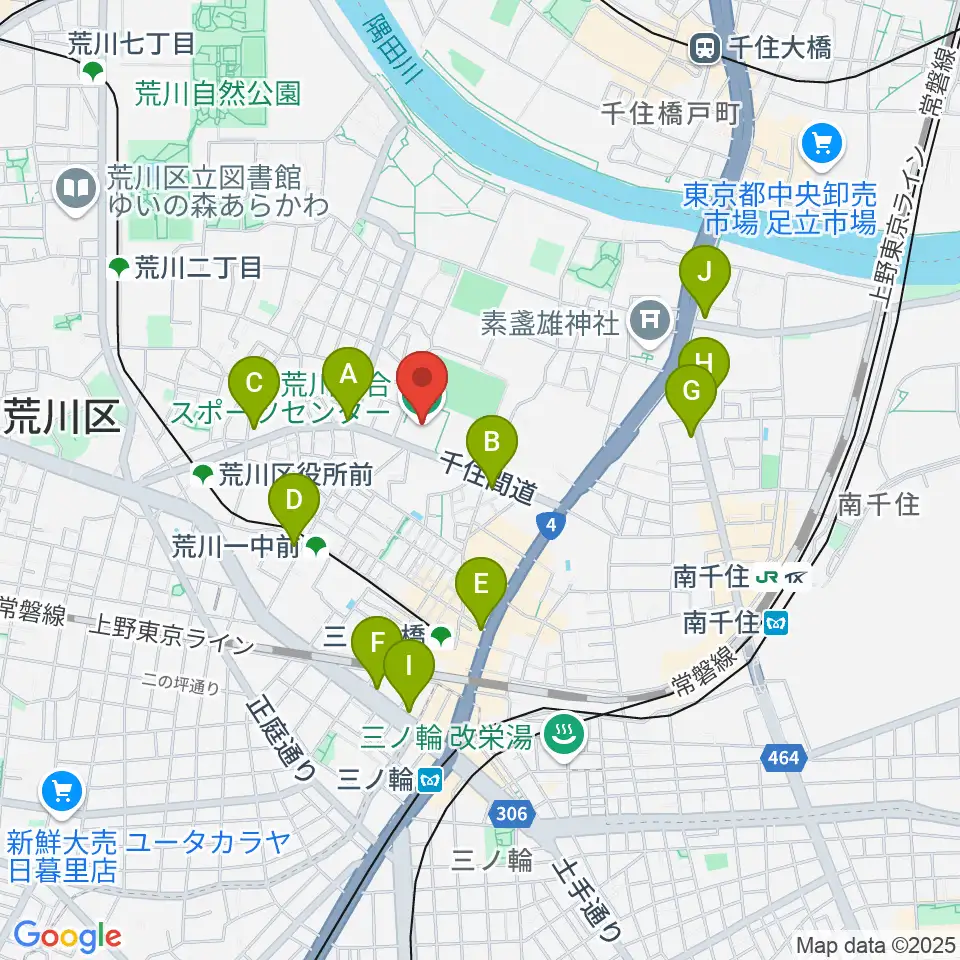 荒川総合スポーツセンター周辺のコンビニエンスストア一覧地図