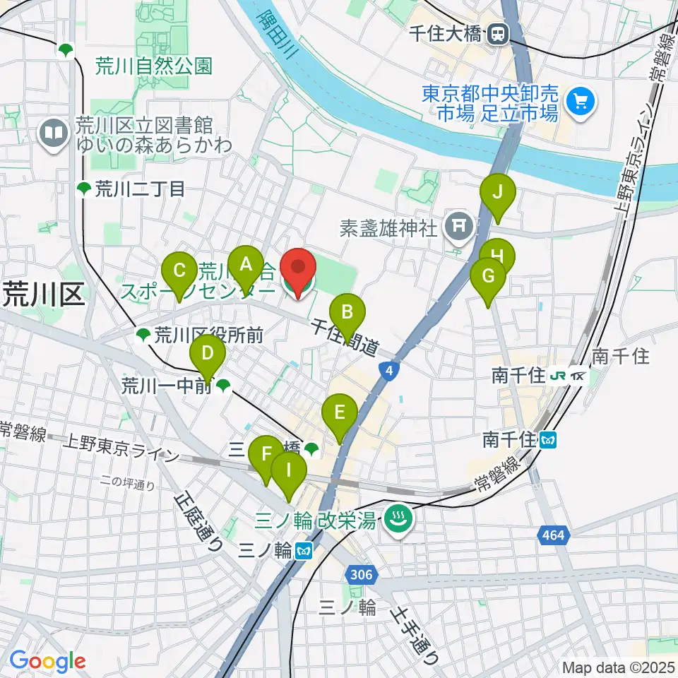 荒川総合スポーツセンター周辺のコンビニエンスストア一覧地図