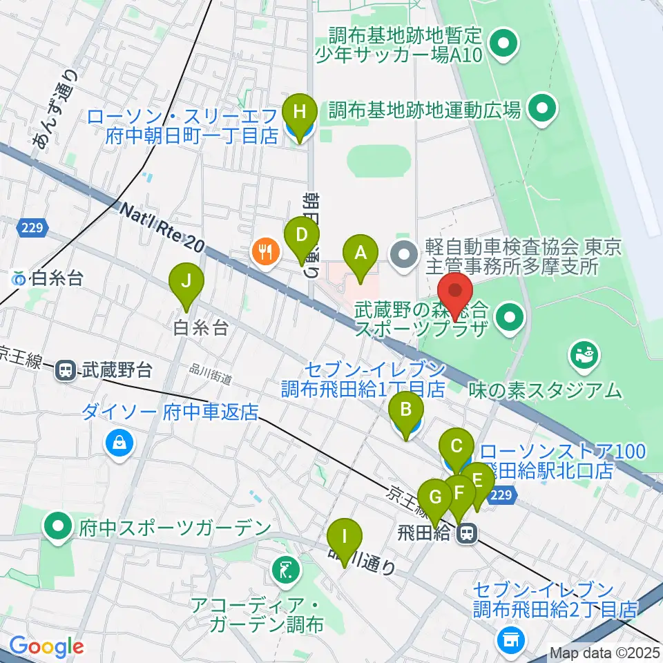 AGFフィールド周辺のコンビニエンスストア一覧地図