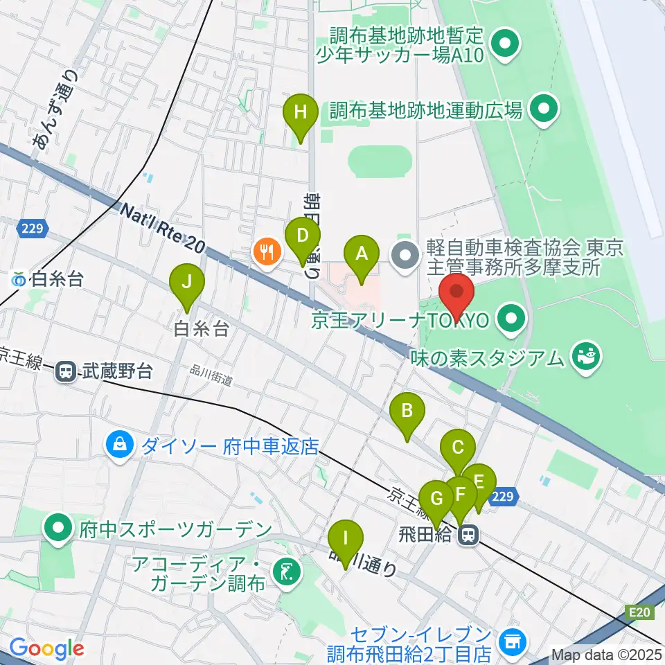 AGFフィールド周辺のコンビニエンスストア一覧地図