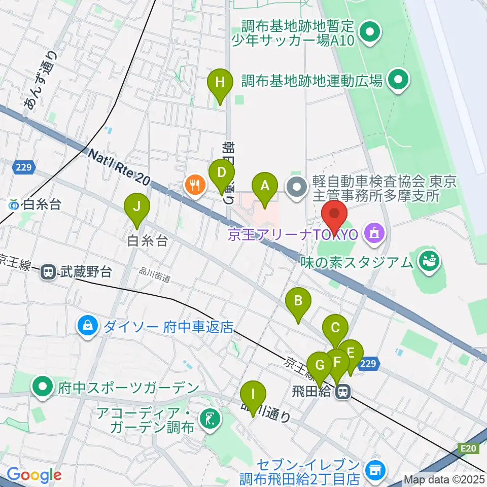 AGFフィールド周辺のコンビニエンスストア一覧地図
