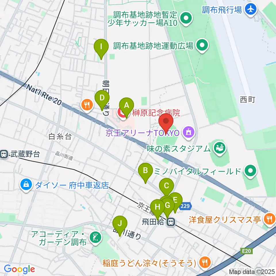 AGFフィールド周辺のコンビニエンスストア一覧地図