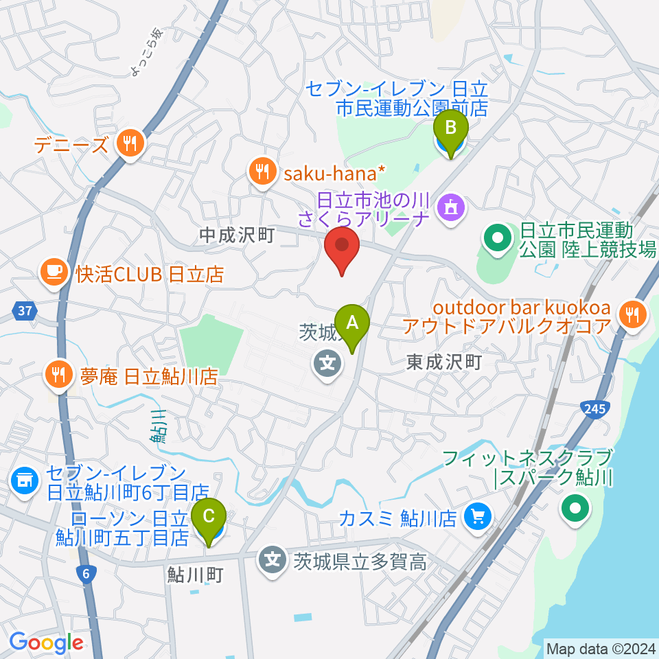 日立市民運動公園野球場周辺のコンビニエンスストア一覧地図