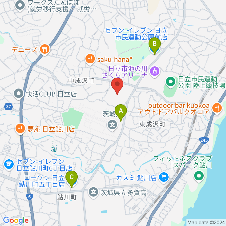 日立市民運動公園野球場周辺のコンビニエンスストア一覧地図