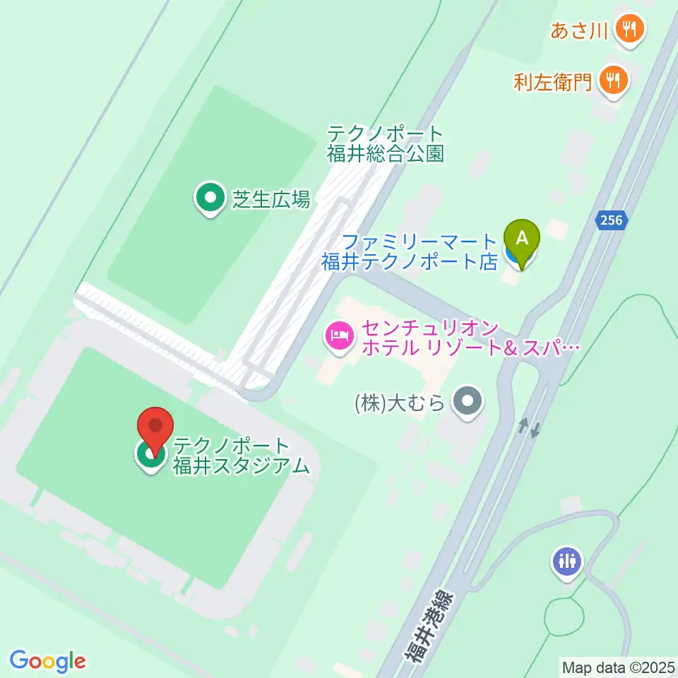 テクノポート福井スタジアム周辺のコンビニエンスストア一覧地図