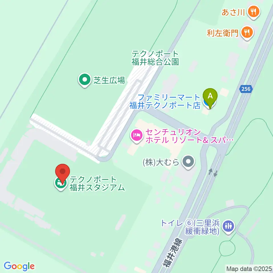 テクノポート福井スタジアム周辺のコンビニエンスストア一覧地図