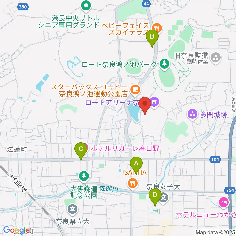 ロート奈良武道場周辺のコンビニエンスストア一覧地図