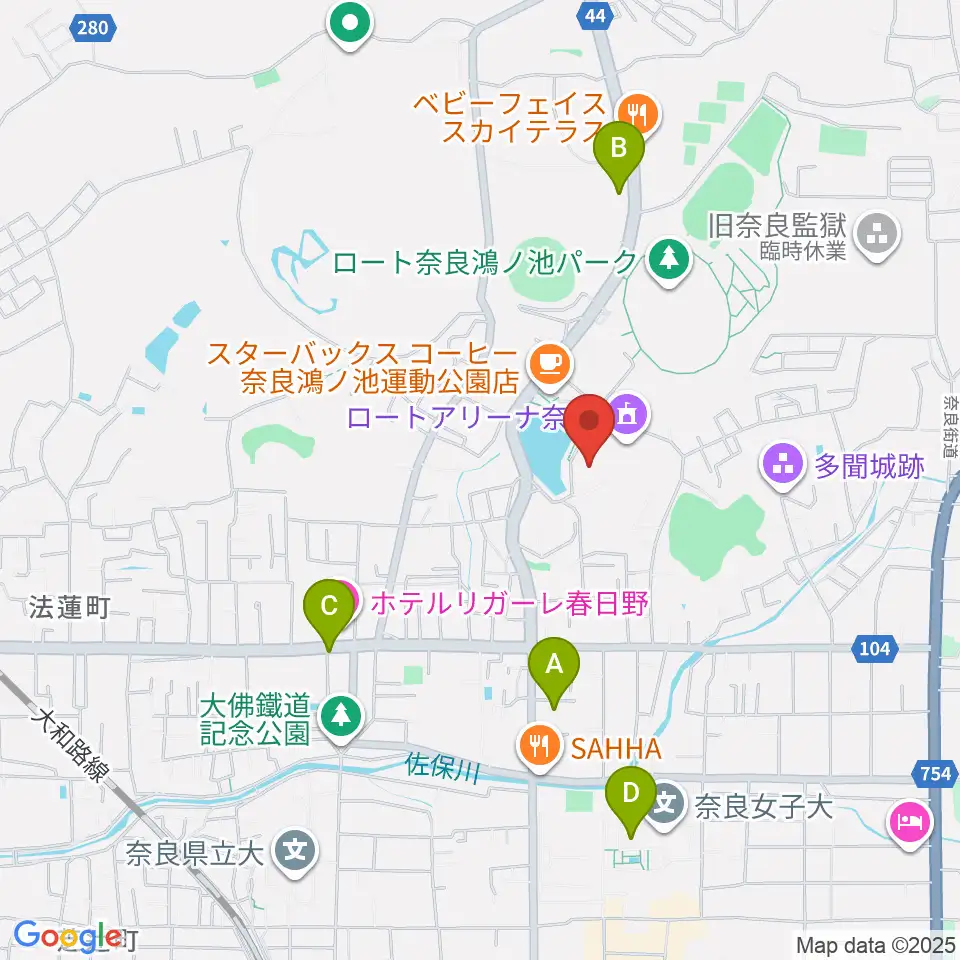 ロート奈良武道場周辺のコンビニエンスストア一覧地図