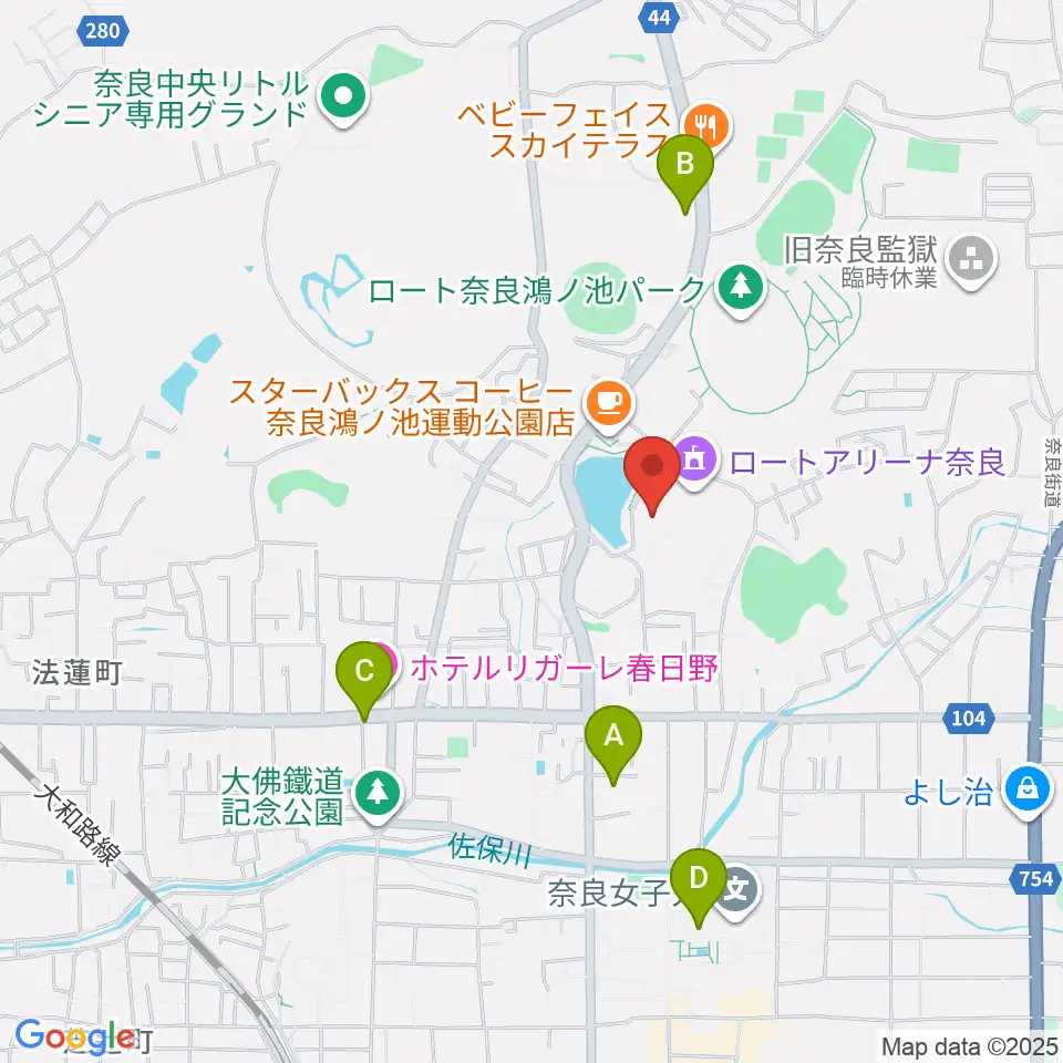 ロート奈良武道場周辺のコンビニエンスストア一覧地図