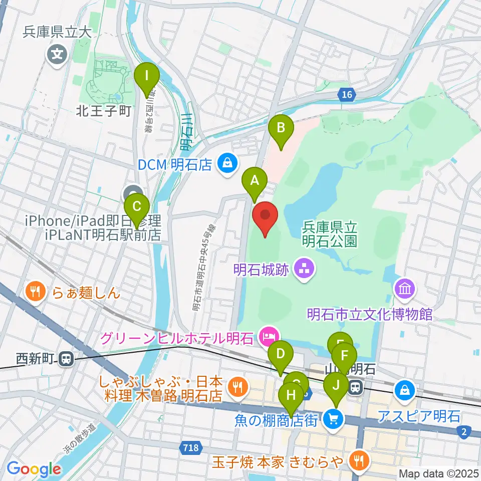 きしろスタジアム 明石公園陸上競技場周辺のコンビニエンスストア一覧地図