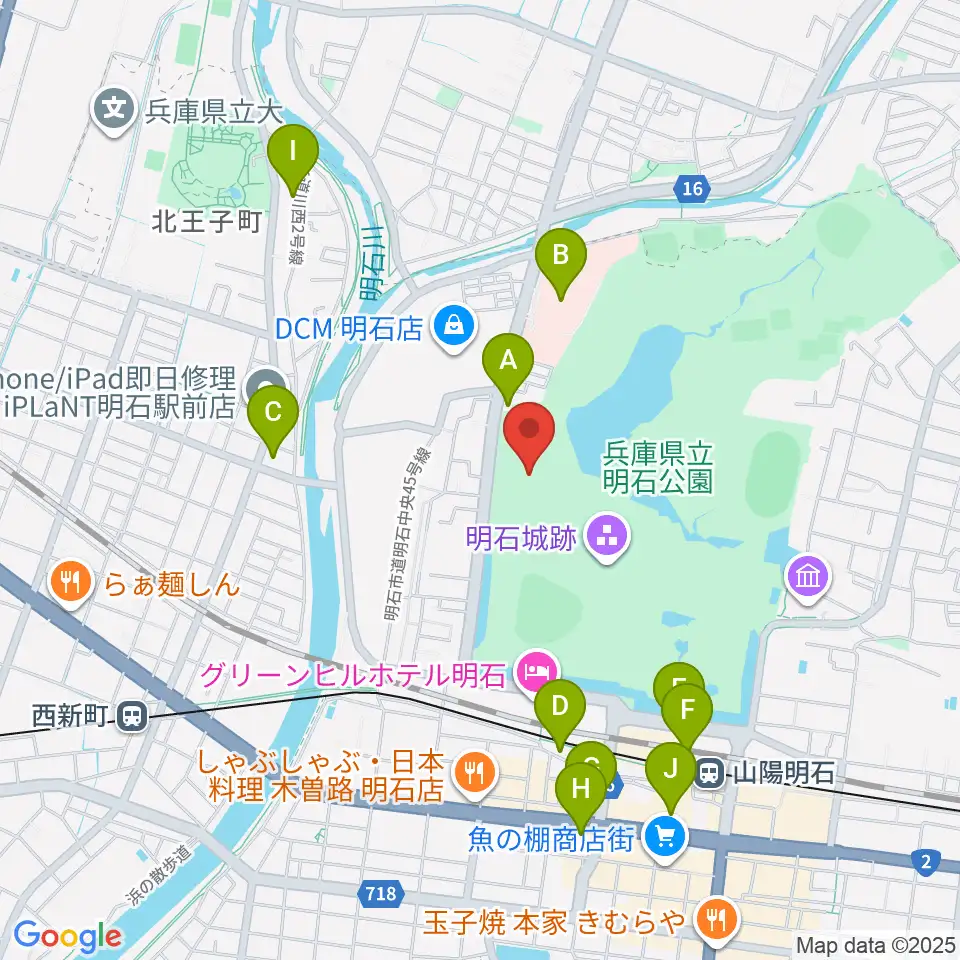きしろスタジアム 明石公園陸上競技場周辺のコンビニエンスストア一覧地図